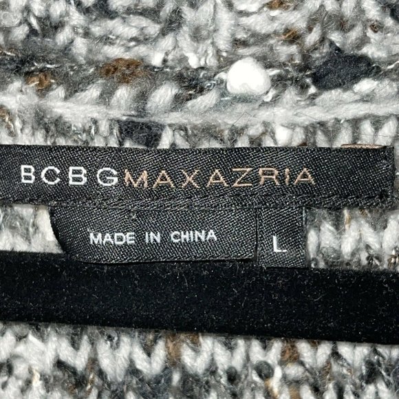 BCBGMaxazria Long Cardigan Sweater LARGE Two Button Gray Textured Alpaca Mohair - Picture 5 of 12